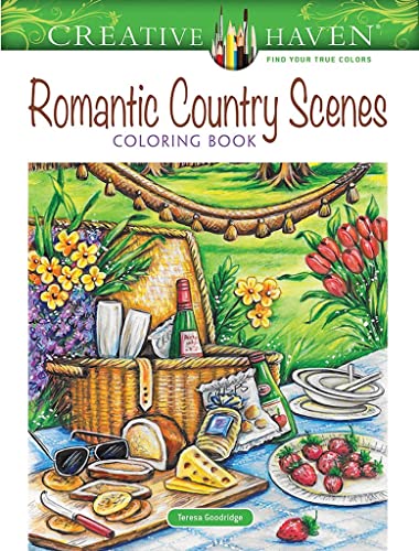 Adult Coloring Romantic Country Scenes Coloring Book (Creative Haven Coloring Books)
